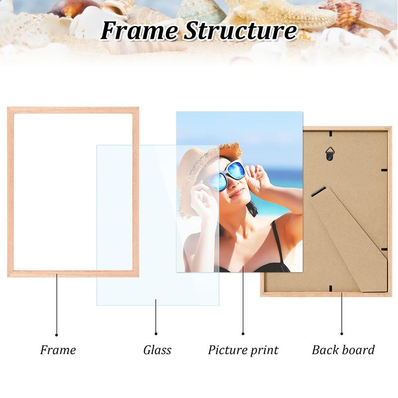 ATOBART 8x10 OAK Solid Wood Picture Frames Set of 6  Natural Wood Color Photo Frames with High Definition Real Glass for Wall Mounting or Tabletop in Living Room  Bedroom  Gallery - Image 3